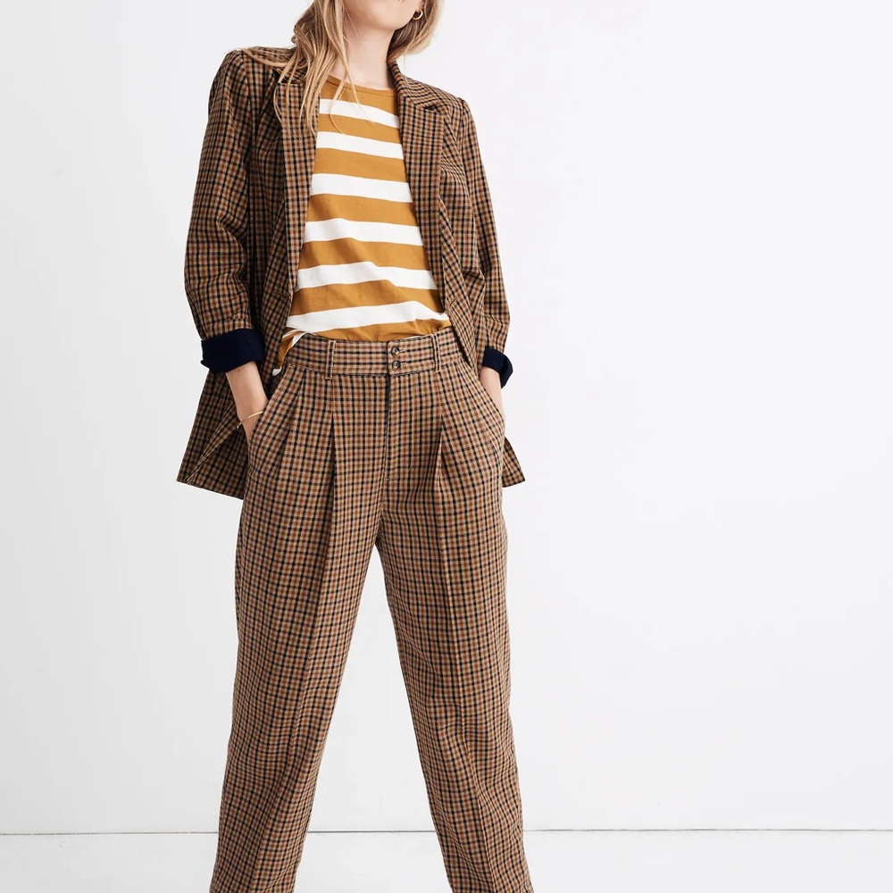 Madewell Caldwell Double-Breasted Blazer in Desert Check